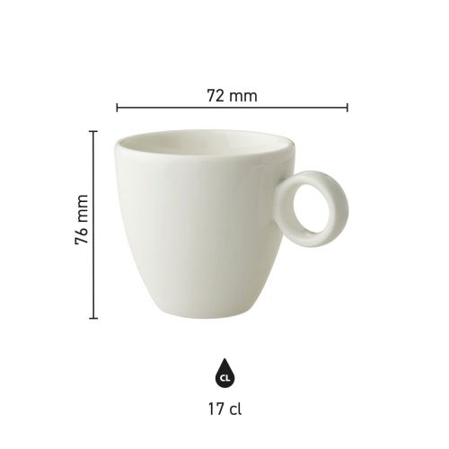 Dimensions of Bart Coffee cup 17 cl porcelain visually represented in clear infographic.