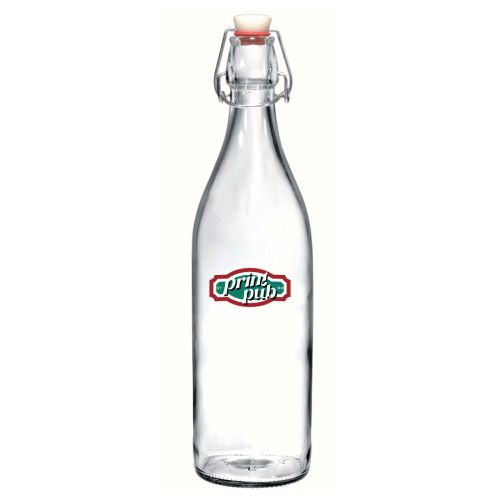 Round jug bottle Giara 1 litre with multicoloured PrintPub logo on the front view. Round jug bottle Giara 1 litre with multicoloured PrintPub logo on the front view.