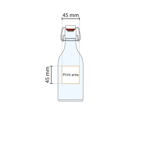 echnical working drawing of bracket bottle square 0.25 litre glass with indicated printing area. echnical working drawing of bracket bottle square 0.25 litre glass with indicated printing area.