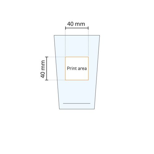 Technical working drawing shows pressure area on beer tasting glass Conique 20 cl. Technical working drawing shows pressure area on beer tasting glass Conique 20 cl.