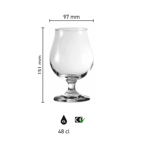 Infographic toont productafmetingen van Breughel bierglas 48 cl., met hoogte en diameter in detail. Infographic toont productafmetingen van Breughel bierglas 48 cl., met hoogte en diameter in detail.