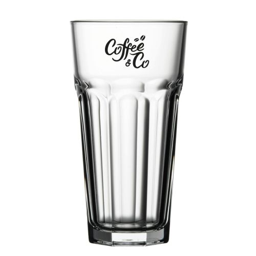 One-colour printing with CoffeeCo logo on front of Casablanca beer glass 47.5 cl, clearly positioned.