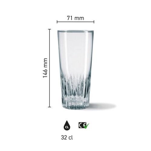 Infographic showing dimensions of beer glass Gaetan 32 cl, including height and diameter.