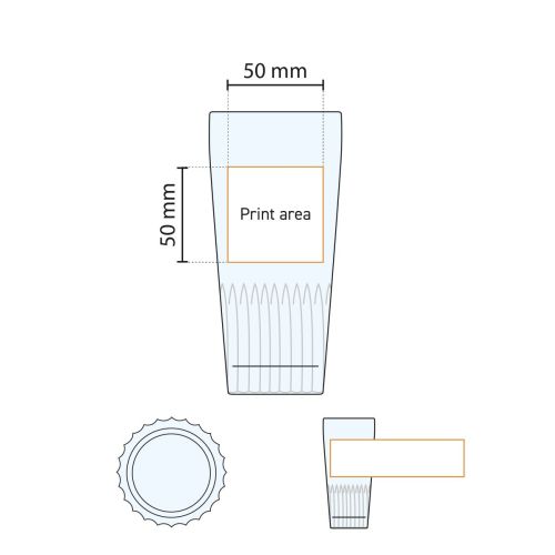 Technical working drawing of beer glass Gaetan 40 cl. with indication of pressure area.