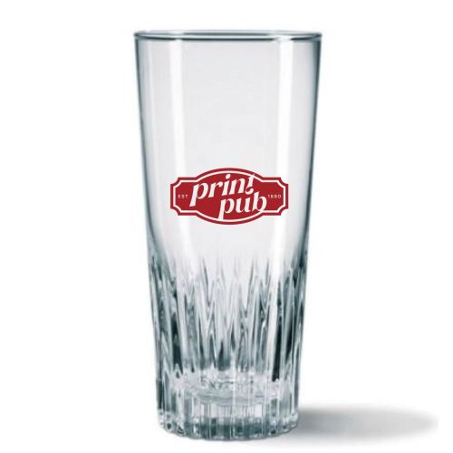 Single-colour PrintPub logo on front of Gaetan 40 cl. glass, centrally positioned.