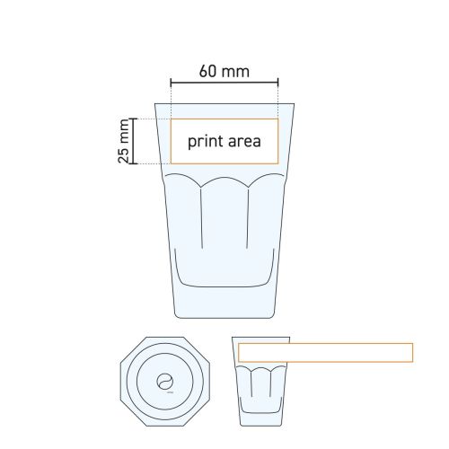 Technical working drawing of printing area on beer glass Hoegaarden 29 cl. Technical working drawing of printing area on beer glass Hoegaarden 29 cl.