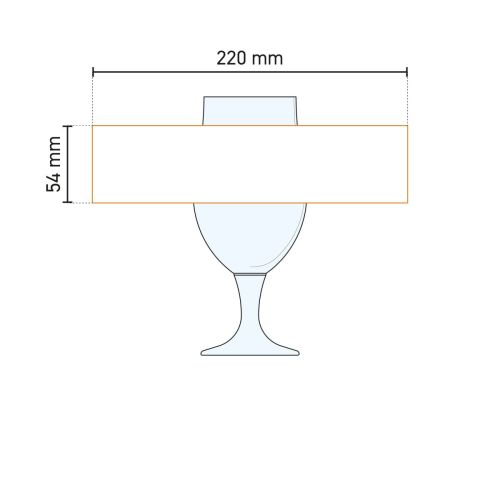 Technische werktekening van het drukgebied op het bierglas Munich 38 cl. Technische werktekening van het drukgebied op het bierglas Munich 38 cl.