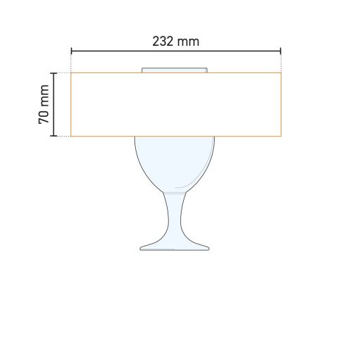 Visualisatie van bedrukkingsgebied op het bierglas op voet Munich 49 cl. met maten Visualisatie van bedrukkingsgebied op het bierglas op voet Munich 49 cl. met maten