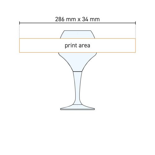 Technical working drawing of beer glass Norbert 42 cl. with marking of the available pressure area.