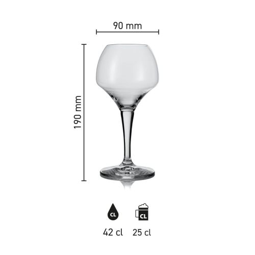 Image showing the dimensions of the Norbert beer glass 42 cl, highlighting volume and height.