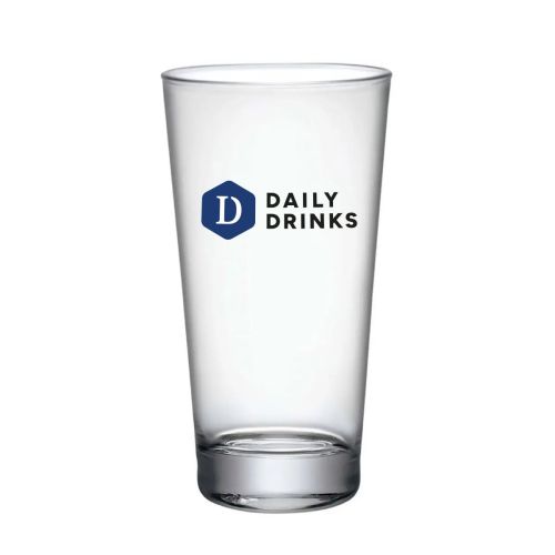 Sestriere beer glass 39 cl printed with blue DailyDrinks logo in one colour on the front view. Sestriere beer glass 39 cl printed with blue DailyDrinks logo in one colour on the front view.