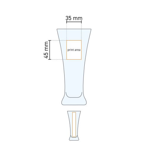 Detailed working drawing with printing area for logos on Tuborg beer glass 34 cl. Detailed working drawing with printing area for logos on Tuborg beer glass 34 cl.