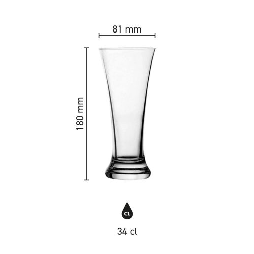 Measurements of the Tuborg beer glass 34 cl shown in an infographic with scale. Measurements of the Tuborg beer glass 34 cl shown in an infographic with scale.