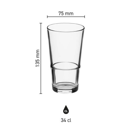 Infographic met maatvoering van het bierglas Vaasje Stapel 34 cl. inclusief diameter en hoogte. Infographic met maatvoering van het bierglas Vaasje Stapel 34 cl. inclusief diameter en hoogte.