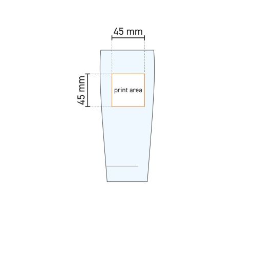 Technische werktekening van het drukgebied op het Willy horeca bierglas 33 cl. Technische werktekening van het drukgebied op het Willy horeca bierglas 33 cl.