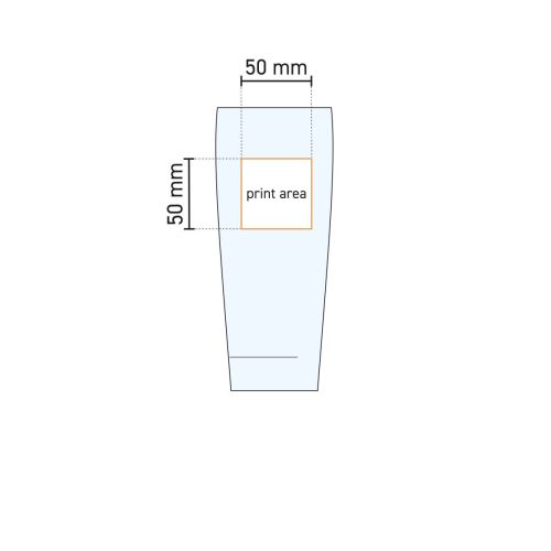 Technical working drawing of the printing area on the Willy 40 cl beer glass for printing. Technical working drawing of the printing area on the Willy 40 cl beer glass for printing.