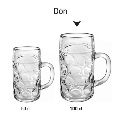 Series image of Don beer mugs in similar shape with different contents. Series image of Don beer mugs in similar shape with different contents.