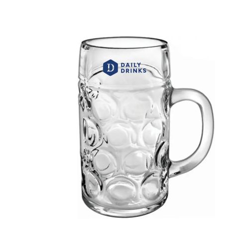 Don beer mug 50 cl printed with blue DailyDrinks logo in one colour on the front. Don beer mug 50 cl printed with blue DailyDrinks logo in one colour on the front.