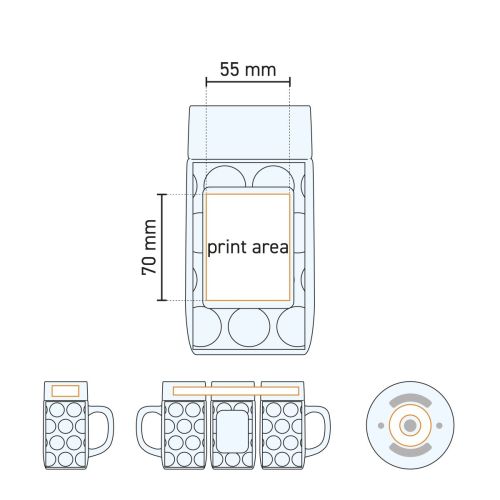 Technical working drawing of the pressure area on the Don beer mug 50 cl in tap size glass. Technical working drawing of the pressure area on the Don beer mug 50 cl in tap size glass.