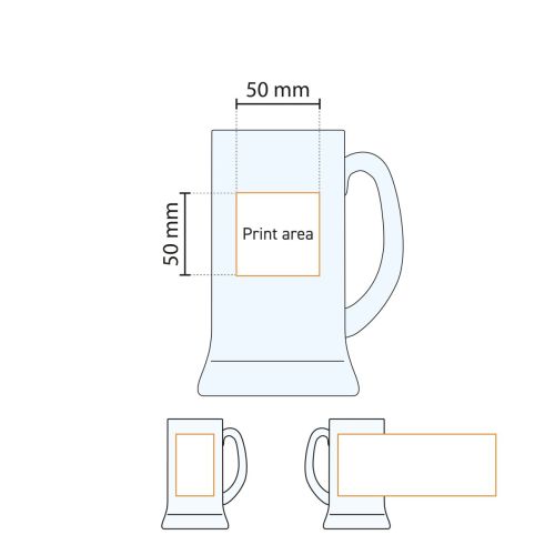 Technische werktekening van het drukgebied op de bierpul Icon 50 cl. tapmaat glas. Technische werktekening van het drukgebied op de bierpul Icon 50 cl. tapmaat glas.