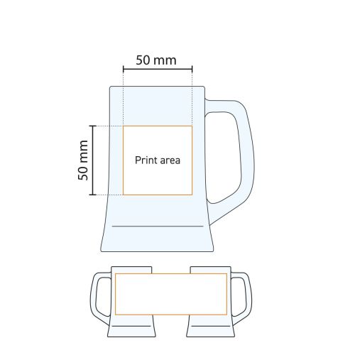 Drukgebiedtekening geeft exacte bedrukkingszones aan op de Maxim 28 cl. glas. Drukgebiedtekening geeft exacte bedrukkingszones aan op de Maxim 28 cl. glas.