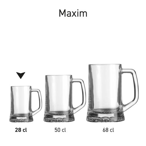 Drie maten van de Bierpul Maxim-serie samen getoond in één beeld, van klein tot groot formaat. Drie maten van de Bierpul Maxim-serie samen getoond in één beeld, van klein tot groot formaat.