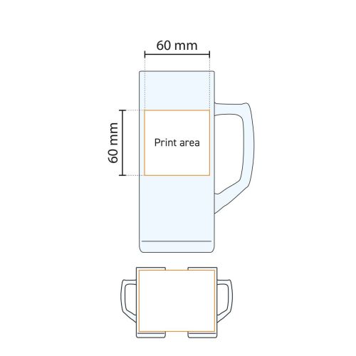 Technical working drawing of the pressure area on the Reno beer mug 50 cl. tap size glass. Technical working drawing of the pressure area on the Reno beer mug 50 cl. tap size glass.