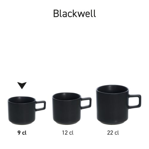 Set of Blackwell Espresso Cups in porcelain, juxtaposed as a product series.
