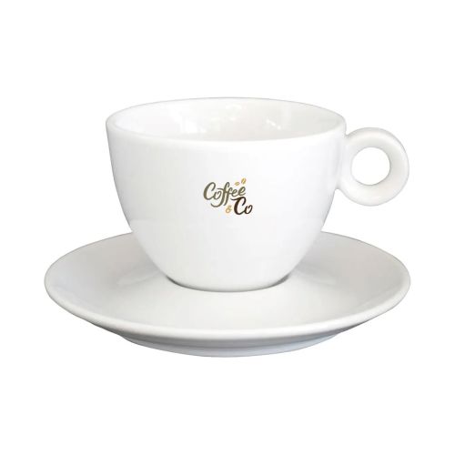 Bola cappuccino set 20 cl. made of porcelain with multicoloured CoffeeCo logo printed on cup. Bola cappuccino set 20 cl. made of porcelain with multicoloured CoffeeCo logo printed on cup.