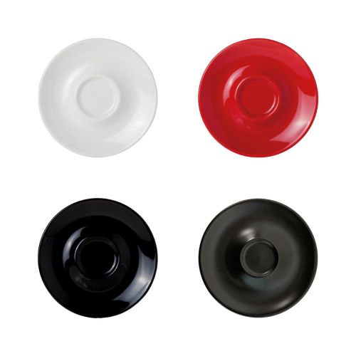Various porcelain Bola Cappuccino Dishes (14.5 cm) in colour variation overview.