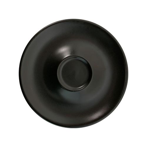 Front display of Bola Coffee Cappuccino Dish measuring 14.5 cm in smooth matt black porcelain.