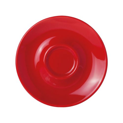 Front display of Bola Coffee Cappuccino Dish measuring 14.5 cm in smooth red porcelain.