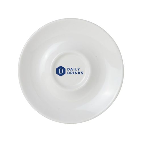 Single-coloured DailyDrinks logo print in the centre on the front of the porcelain saucer 14.5 cm.