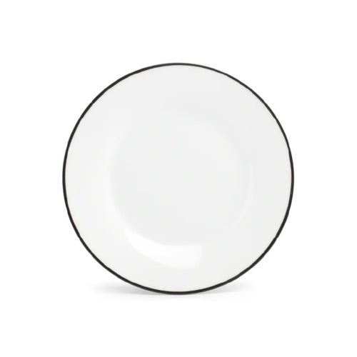 Plate Basic line 15 cm with black rim from the Basic line, 15 cm diameter, shown straight from the front. Plate Basic line 15 cm with black rim from the Basic line, 15 cm diameter, shown straight from the front.