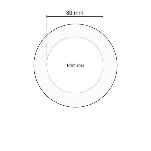 Technical drawing of the printing area on the Basic 20 cm porcelain plate. Technical drawing of the printing area on the Basic 20 cm porcelain plate.