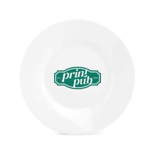Plate Basic line 20 cm porcelain with PrintPub logo in one colour, centred on the surface. Plate Basic line 20 cm porcelain with PrintPub logo in one colour, centred on the surface.
