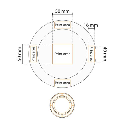 Technische werktekening van drukgebied op het bord brede rand wit 17 cm glas. Technische werktekening van drukgebied op het bord brede rand wit 17 cm glas.