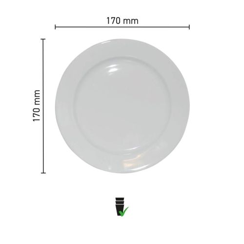 Infographic met maatvoering van het witte bord van 17 cm met brede rand. Infographic met maatvoering van het witte bord van 17 cm met brede rand.