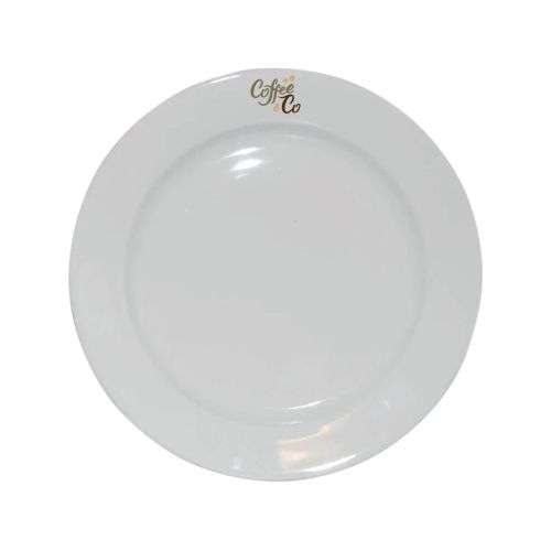 Bord brede rand wit 21 cm. bedrukken