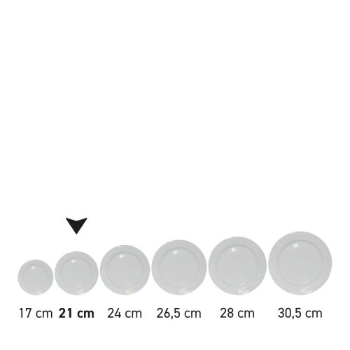 Bord brede rand wit 21 cm. bedrukken