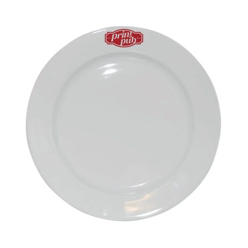 Bord brede rand wit 24 cm. bedrukken