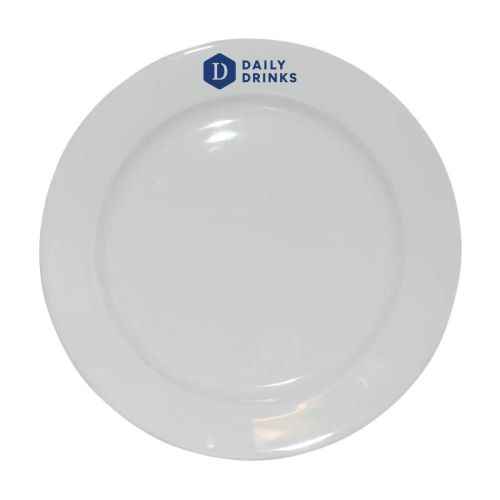 Bord brede rand wit 26,5 cm. bedrukken
