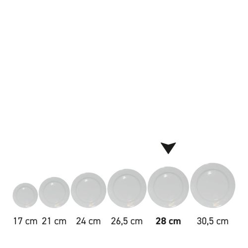 Bord brede rand wit 28 cm. bedrukken