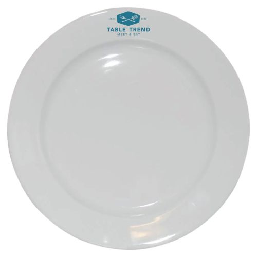 Bord brede rand wit 30,5 cm. bedrukken