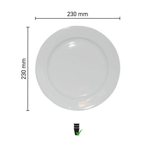 Bord Diep brede rand wit 23 cm. bedrukken