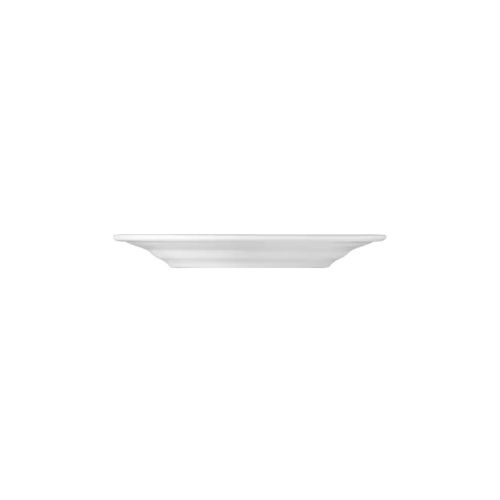 Porcelain plate Princip 15 cm in side view, shows the height and edge finish of the plate.