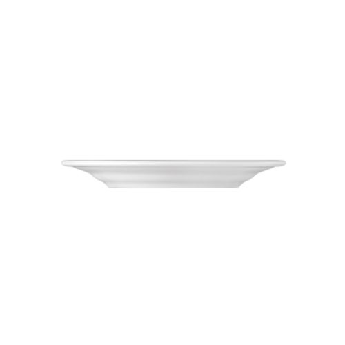 Zijaanzicht van het porseleinen Bord Princip 17 cm, met dun profiel en licht opstaande rand. Zijaanzicht van het porseleinen Bord Princip 17 cm, met dun profiel en licht opstaande rand.