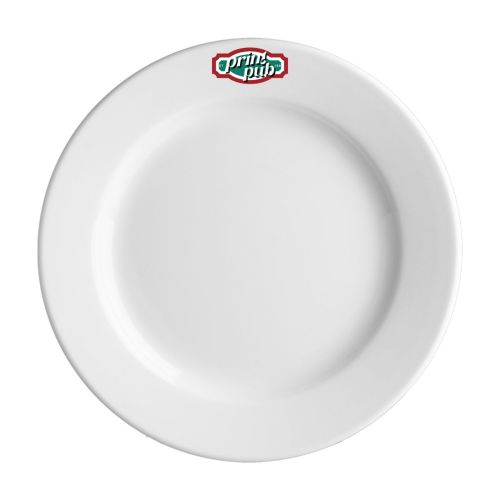 Meerkleurig PrintPub-logo op porseleinen bord Princip 24 cm, zichtbaar in het midden van het bord.