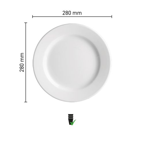 Infographic met precieze maatvoering van het Princip porseleinen bord van 28 cm diameter. Infographic met precieze maatvoering van het Princip porseleinen bord van 28 cm diameter.