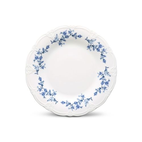 Round porcelain plate Retro 16 cm in ivory-blue, front view shows smooth surface and narrow rim.